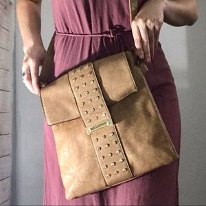 Studded Biege MG Collection Satchel